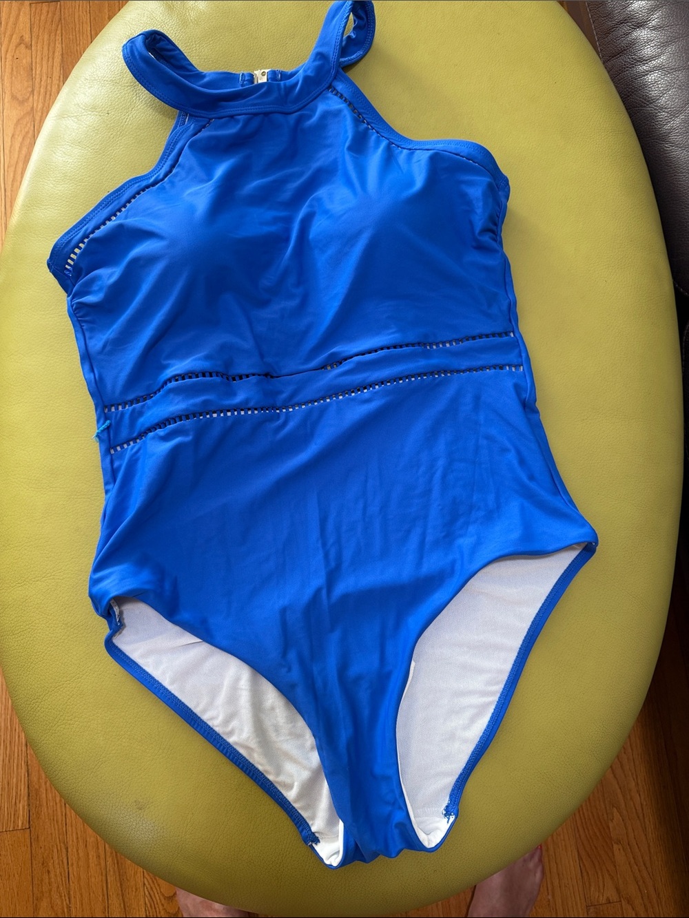 Woman 15-16 Bright Blue One-Piece Swimsuit with High Neck, lined